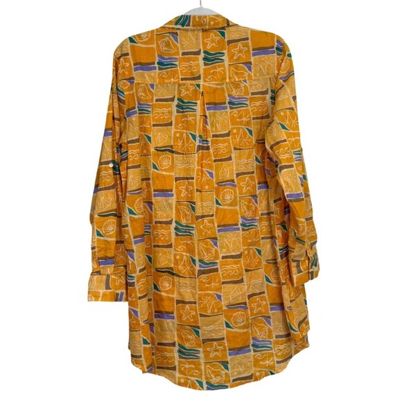 True Destinations Long Sleeve Top Womens Button-Up Shirt Resort Yellow Size L - Picture 2 of 7